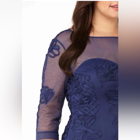 JS Collections Navy Long Sleeve Lace Maxi Evening Dress Gown Size 20W - Picture 14 of 15